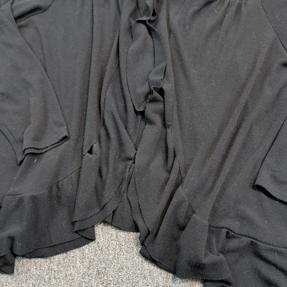 Moa Moa Woman Boho Ruffle Open Front Cardigan 3X Black Lightweight Layering Top - Picture 2 of 7